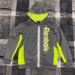 Reebok Kids Hoodie in Gray with Bright Green Accents